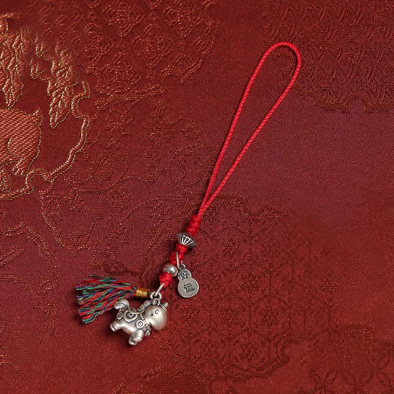 Nimara Ritual Year of the Horse 999 Sterling Silver Good Luck Copper Coins Phone Hanging Decoration