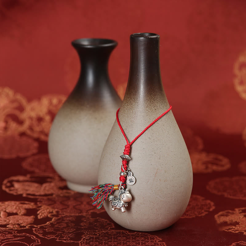 Nimara Ritual Year of the Horse 999 Sterling Silver Good Luck Copper Coins Phone Hanging Decoration