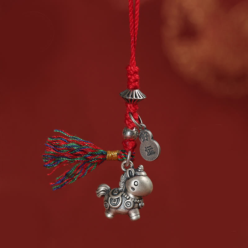 Nimara Ritual Year of the Horse 999 Sterling Silver Good Luck Copper Coins Phone Hanging Decoration