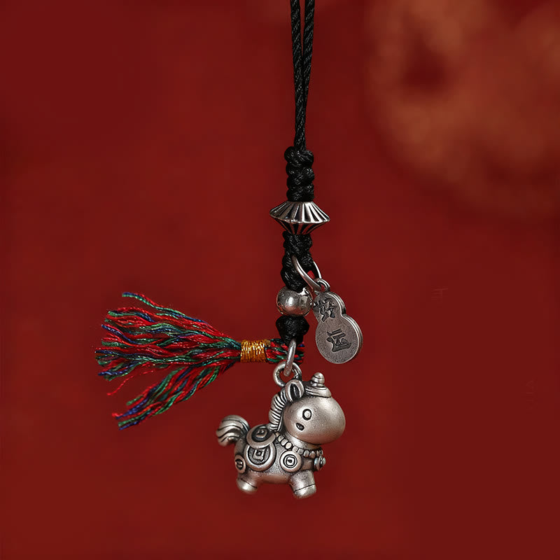 Nimara Ritual Year of the Horse 999 Sterling Silver Good Luck Copper Coins Phone Hanging Decoration
