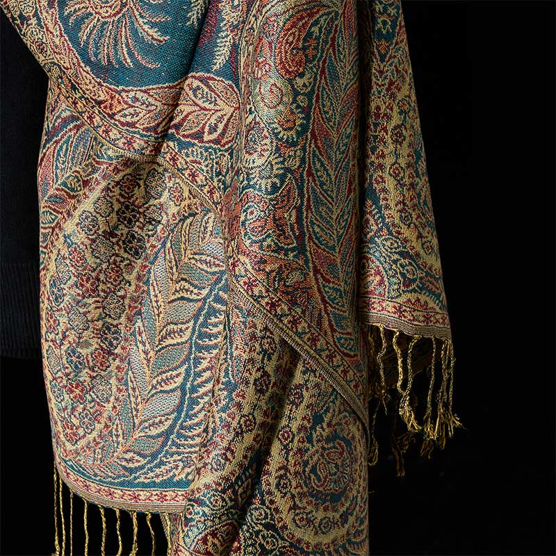 Nimara Ritual Spring Long Leaves Flowers Pattern Tassel Soft Scarf Shawl