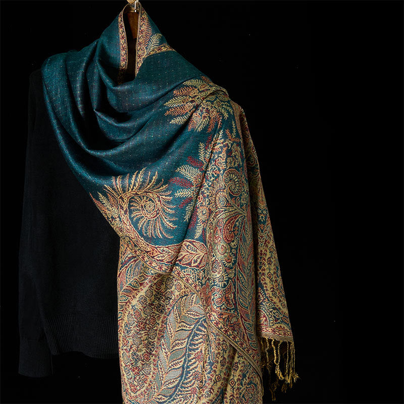 Nimara Ritual Spring Long Leaves Flowers Pattern Tassel Soft Scarf Shawl