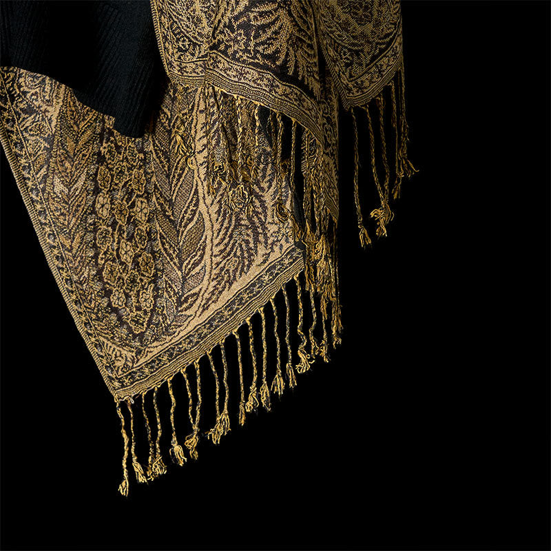 Nimara Ritual Spring Long Leaves Flowers Pattern Tassel Soft Scarf Shawl