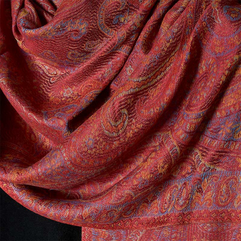 Nimara Ritual Spring Cashew Flower Stripes Pattern Tassel Cozy Scarf Shawl