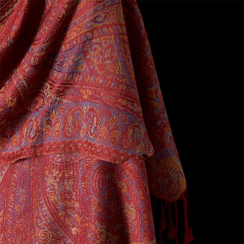 Nimara Ritual Spring Cashew Flower Stripes Pattern Tassel Cozy Scarf Shawl