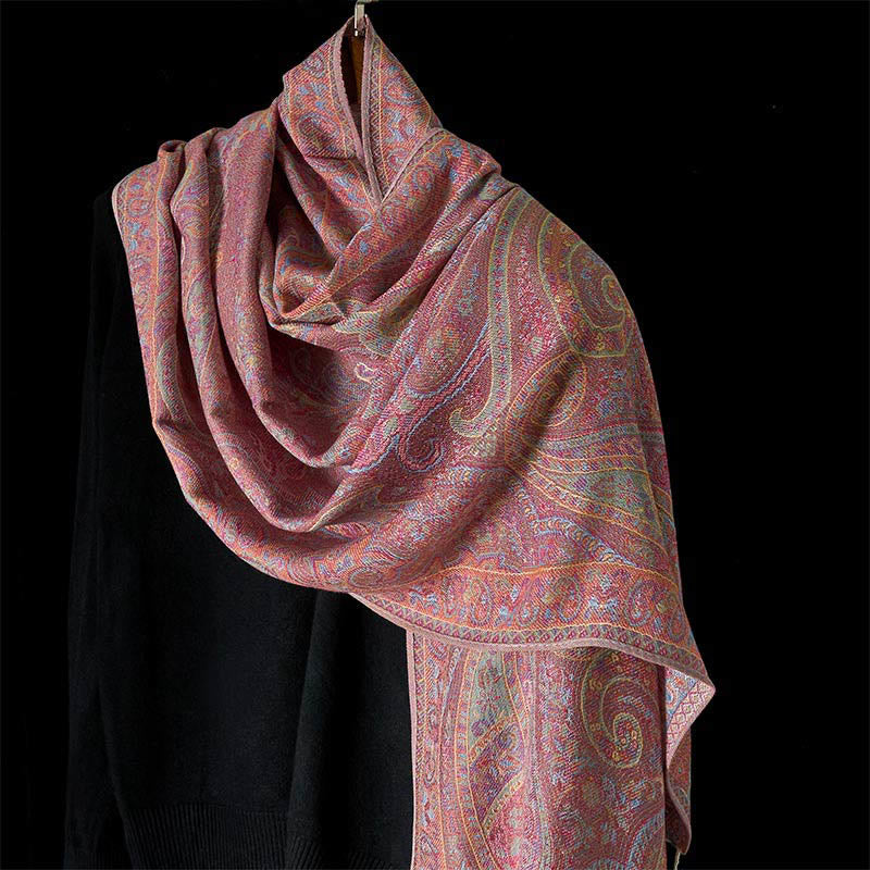 Nimara Ritual Spring Cashew Flower Stripes Pattern Tassel Cozy Scarf Shawl