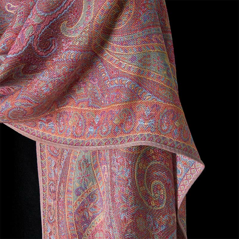 Nimara Ritual Spring Cashew Flower Stripes Pattern Tassel Cozy Scarf Shawl