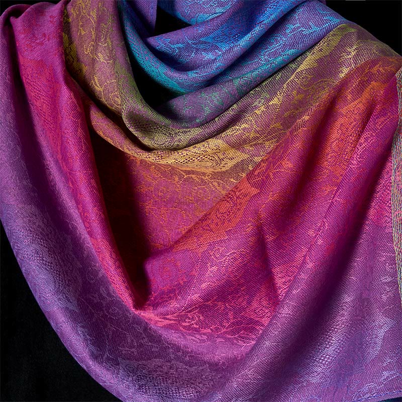 Nimara Ritual Spring Colorful Gradient Cashew Flower Pattern Tassel Cozy Scarf Shawl