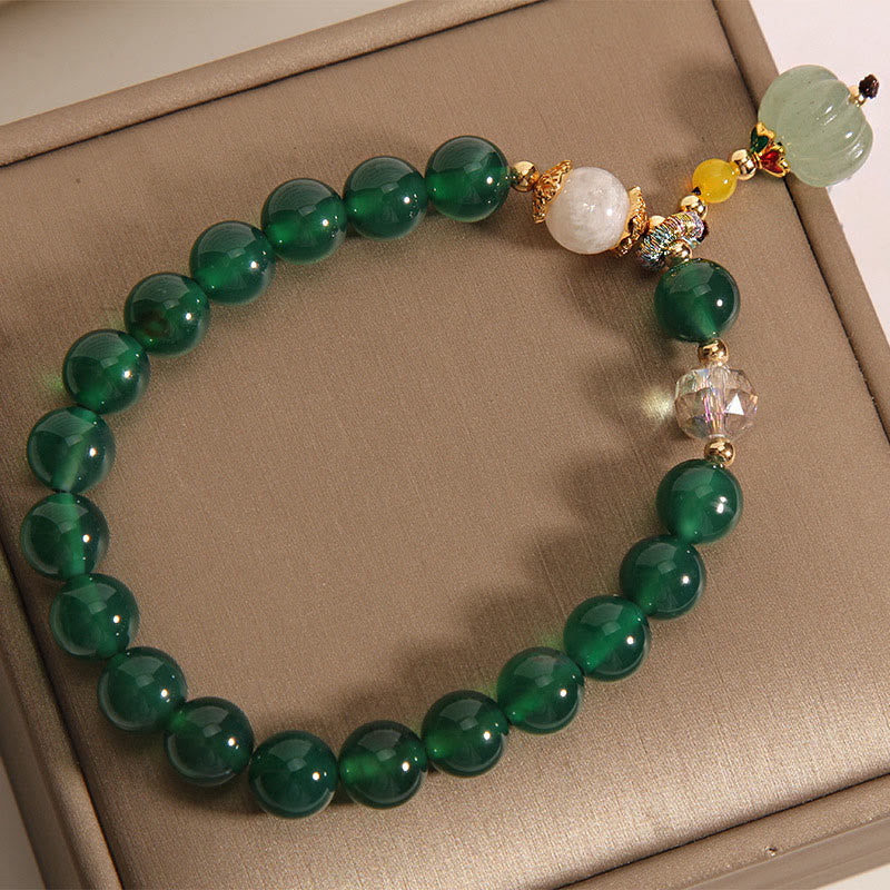 Nimara Ritual Green Crystal Pumpkin Bead Relax Calm Bracelet