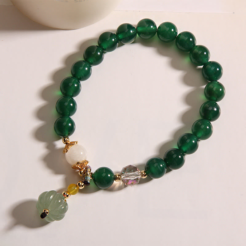 Nimara Ritual Green Crystal Pumpkin Bead Relax Calm Bracelet