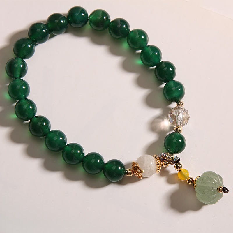 Nimara Ritual Green Crystal Pumpkin Bead Relax Calm Bracelet