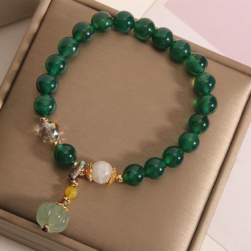Nimara Ritual Green Crystal Pumpkin Bead Relax Calm Bracelet