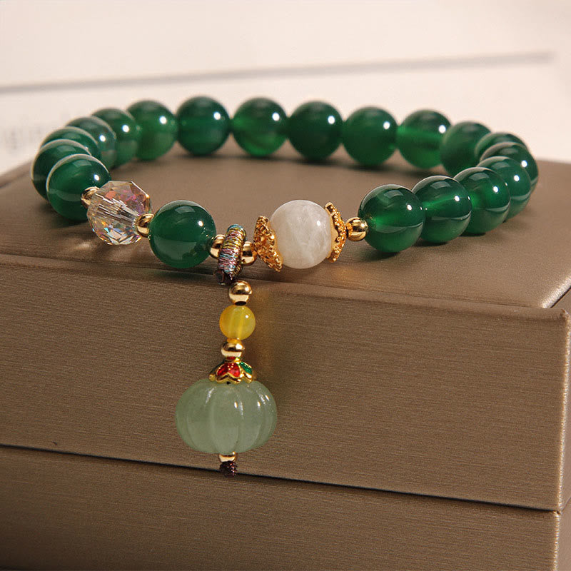 Nimara Ritual Green Crystal Pumpkin Bead Relax Calm Bracelet