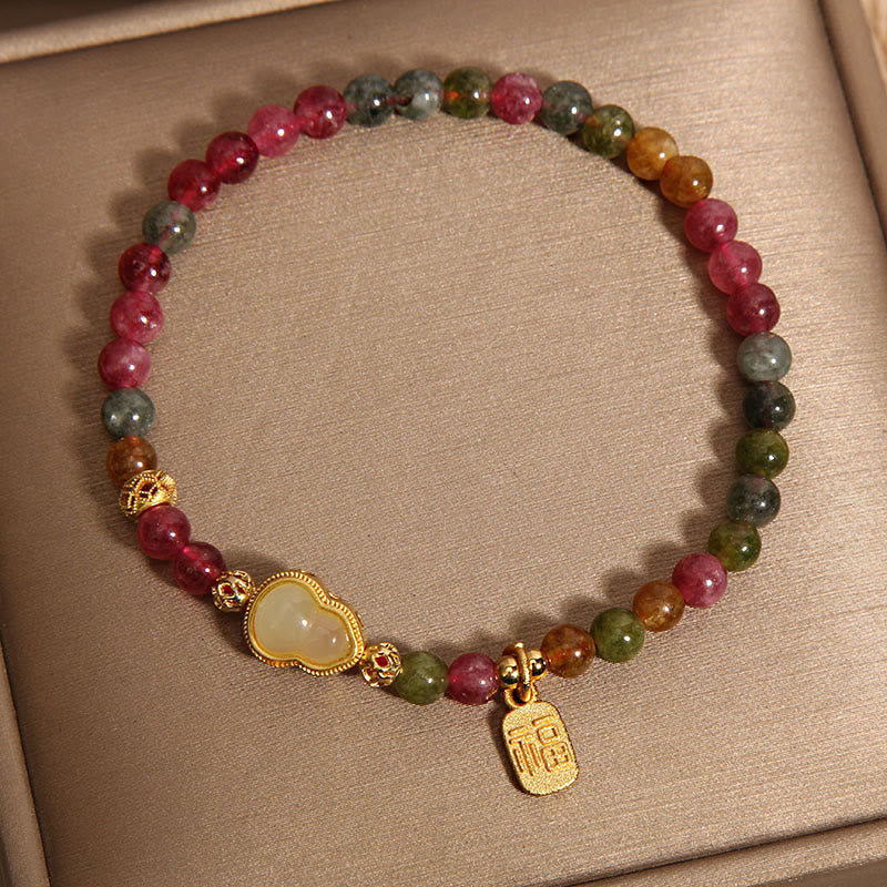 Nimara Ritual Tourmaline Colorful Stone Fu Character Positive Bracelet
