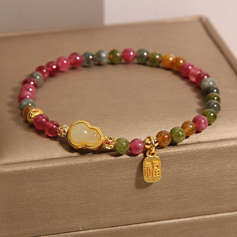 Nimara Ritual Tourmaline Colorful Stone Fu Character Positive Bracelet