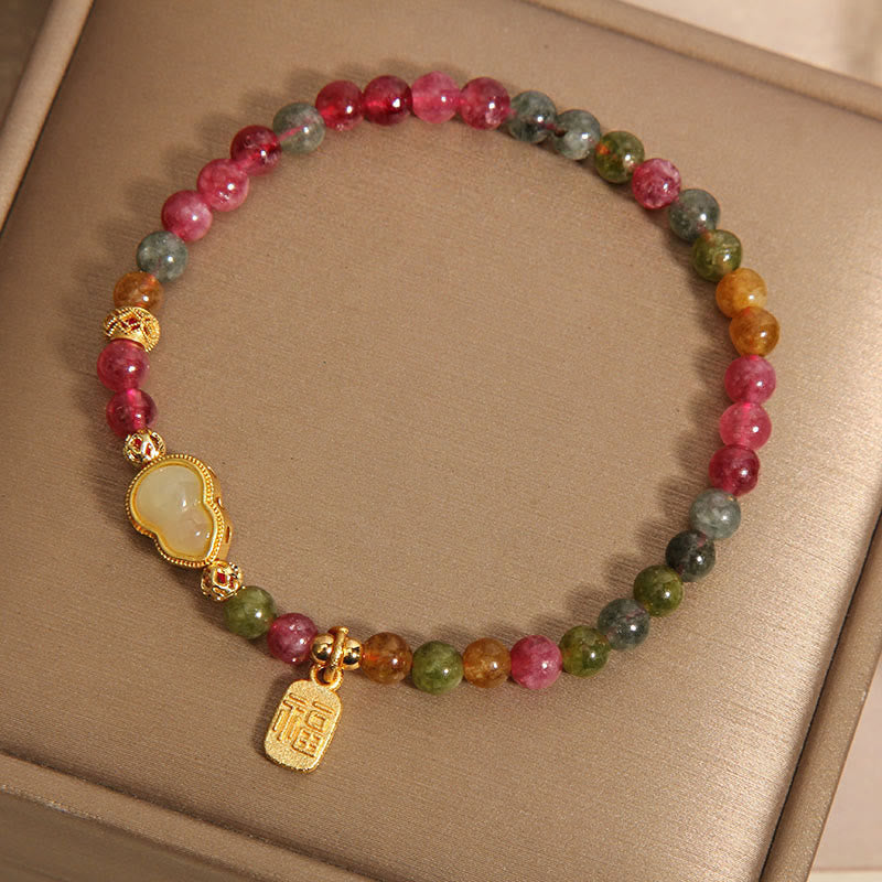 Nimara Ritual Tourmaline Colorful Stone Fu Character Positive Bracelet