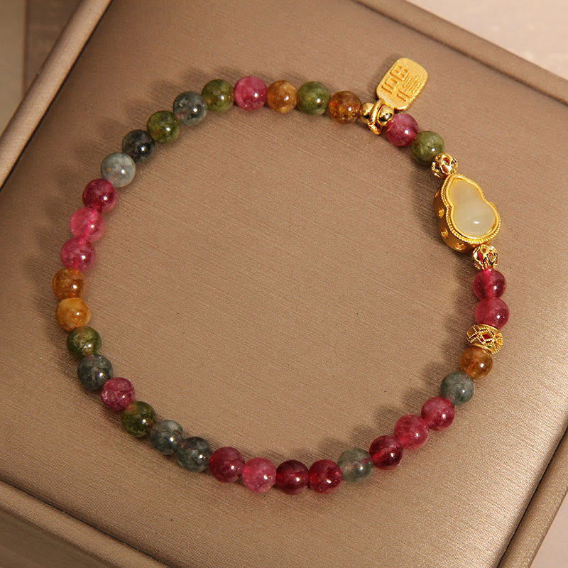 Nimara Ritual Tourmaline Colorful Stone Fu Character Positive Bracelet