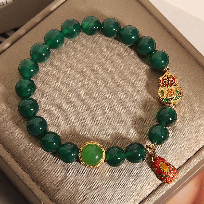 Nimara Ritual Natural Green Agate Gourd Tiger Shoes Pattern Hope Bracelet