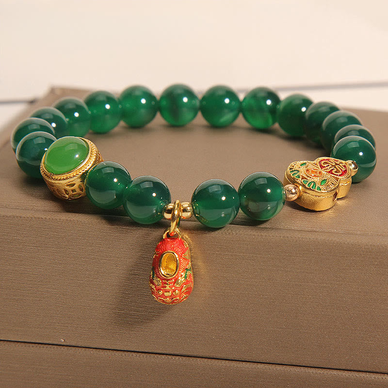 Nimara Ritual Natural Green Agate Gourd Tiger Shoes Pattern Hope Bracelet