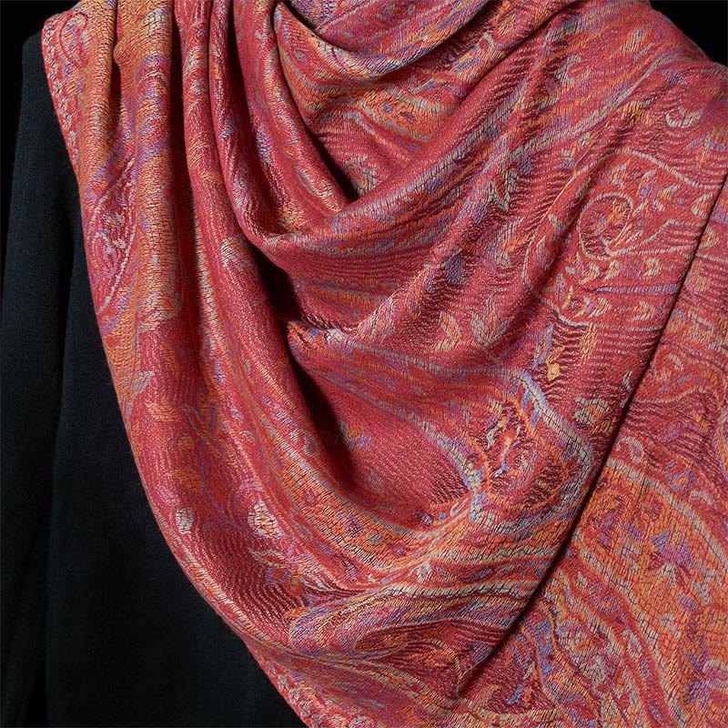 Nimara Ritual Spring Cashew Flower Leaves Vines Geometric Pattern Tassel Soft Scarf Shawl