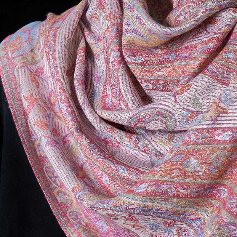 Nimara Ritual Spring Cashew Flower Leaves Vines Geometric Pattern Tassel Soft Scarf Shawl