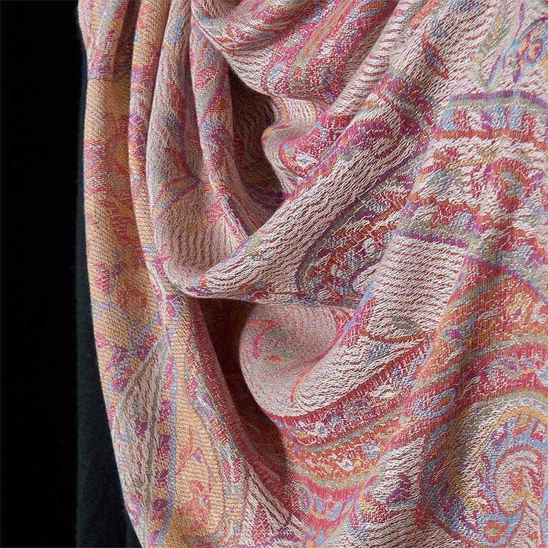 Nimara Ritual Spring Cashew Flower Leaves Vines Geometric Pattern Tassel Soft Scarf Shawl