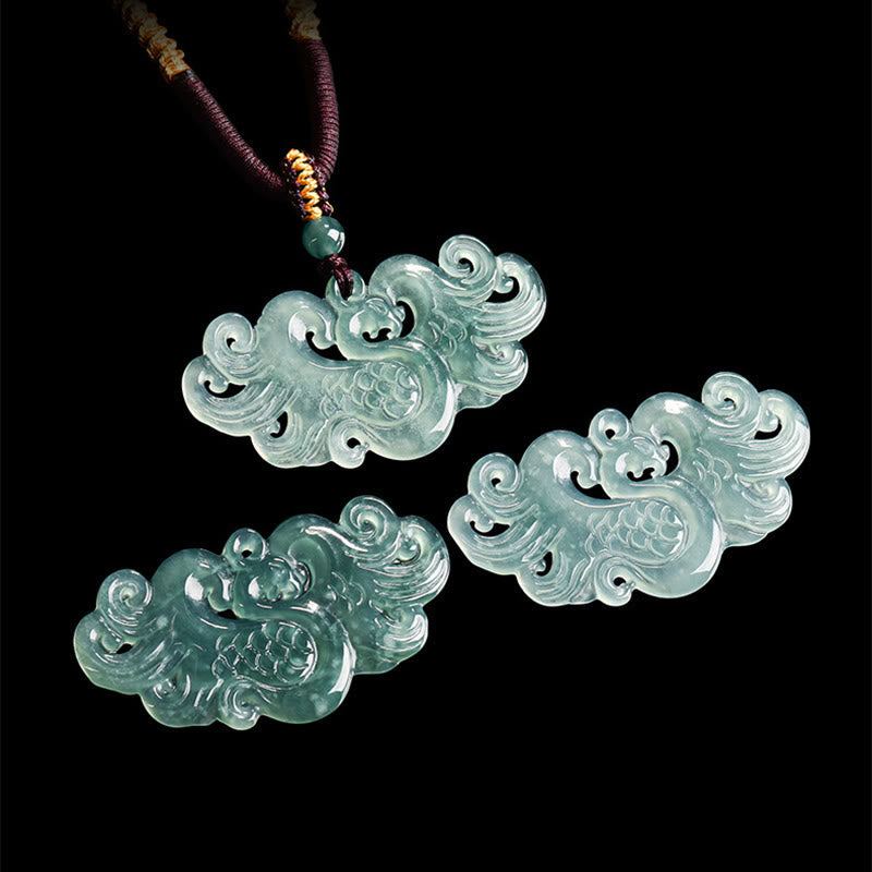 Nimara Ritual Chinese Phoenix Jade Luck Necklace String Pendant