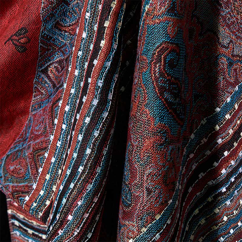 Nimara Ritual Spring Cashew Flower Stripe Geometric Pattern Tassel Soft Scarf Shawl