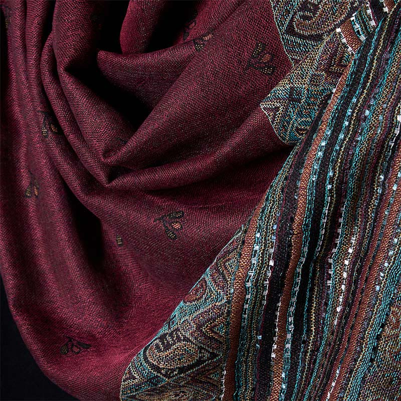 Nimara Ritual Spring Cashew Flower Stripe Geometric Pattern Tassel Soft Scarf Shawl