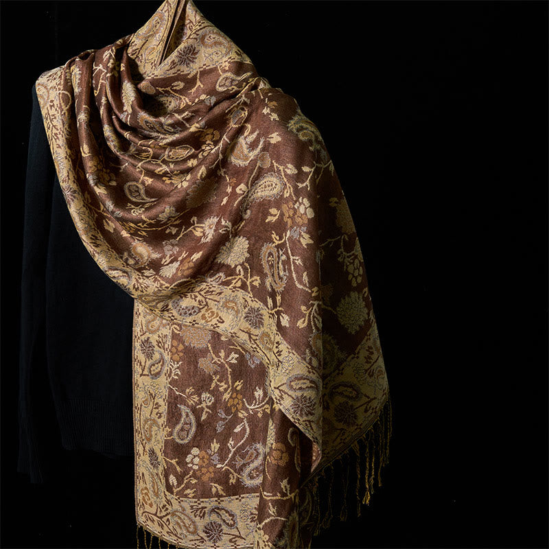 Nimara Ritual Spring Cashew Flower Floral Pattern Tassel Soft Scarf Shawl