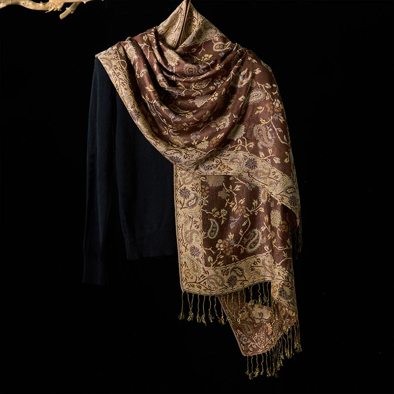Nimara Ritual Spring Cashew Flower Floral Pattern Tassel Soft Scarf Shawl