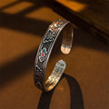 Nimara Ritual Heart Sutra Butterfly Copper Enamel Healing Open Adjustable Bracelet Bangle