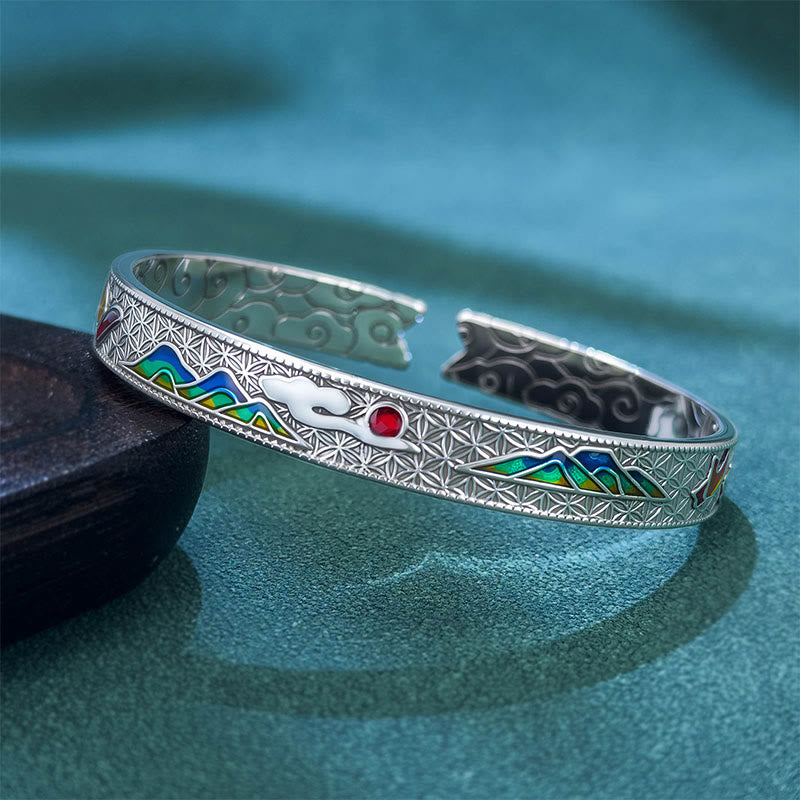 Nimara Ritual Sun Butterfly Pattern Copper Enamel Love Open Adjustable Bracelet Bangle