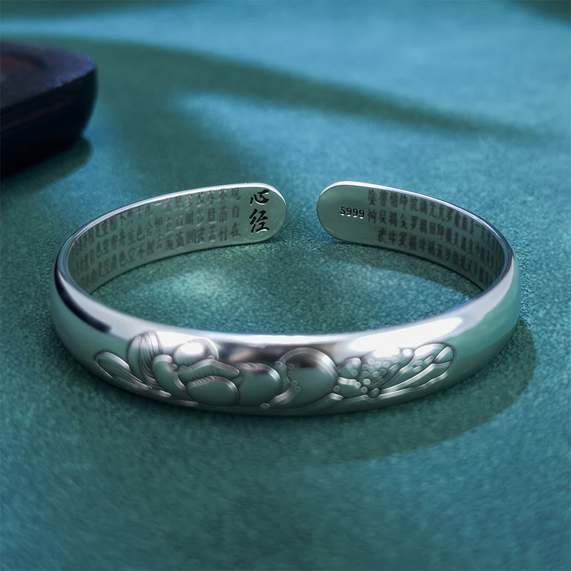 Nimara Ritual Heart Sutra Lotus Copper New Beginning Open Adjustable Bracelet Bangle