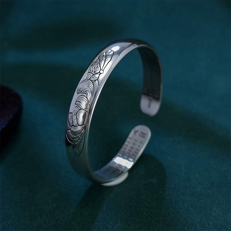 Nimara Ritual Heart Sutra Lotus Copper New Beginning Open Adjustable Bracelet Bangle