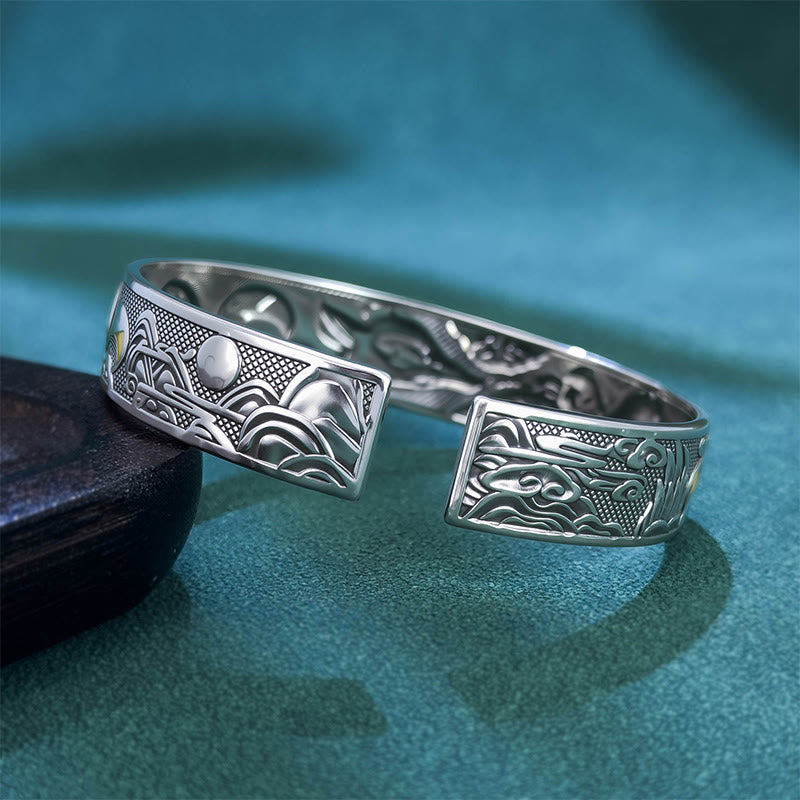 Nimara Ritual Copper Nine Tailed Fox Protection Open Adjustable Bracelet Bangle