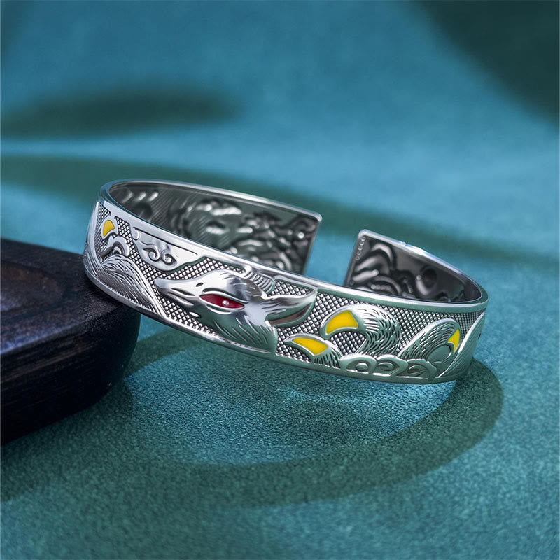 Nimara Ritual Copper Nine Tailed Fox Protection Open Adjustable Bracelet Bangle