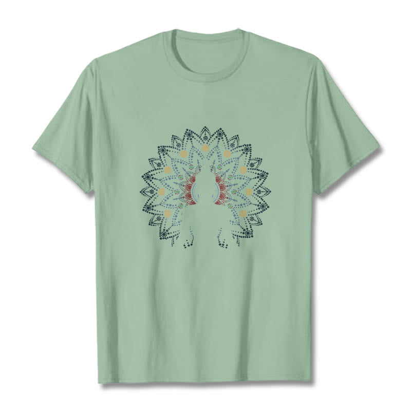 Nimara Ritual Mandala Flower Seated Serene Buddha Pattern Tee T-shirt