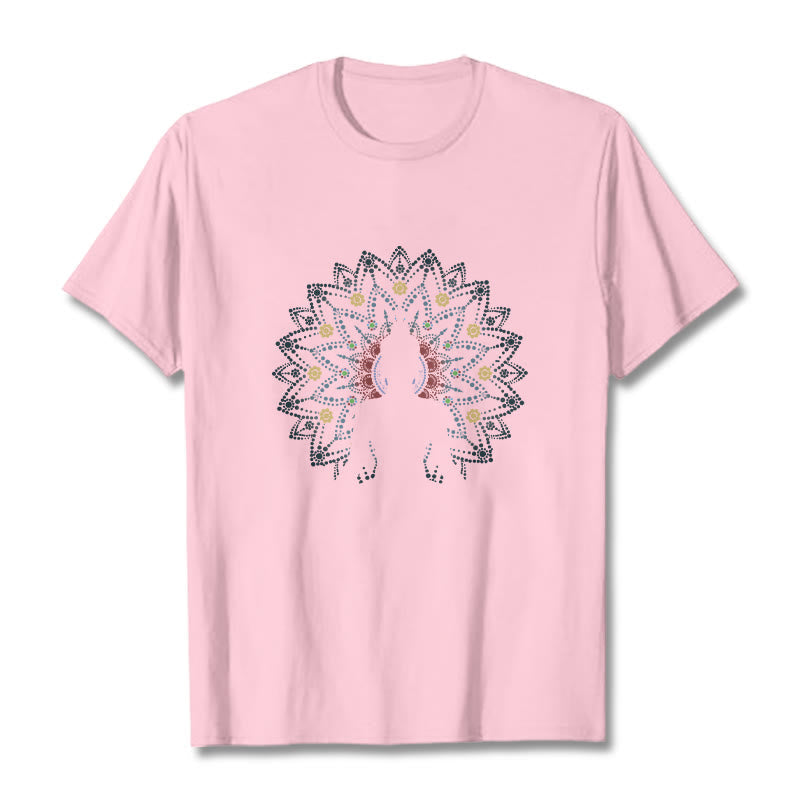 Nimara Ritual Mandala Flower Seated Serene Buddha Pattern Tee T-shirt