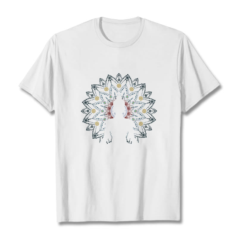Nimara Ritual Mandala Flower Seated Serene Buddha Pattern Tee T-shirt