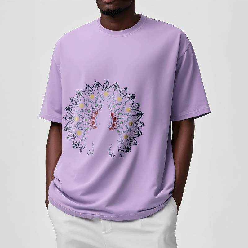 Nimara Ritual Mandala Flower Seated Serene Buddha Pattern Tee T-shirt