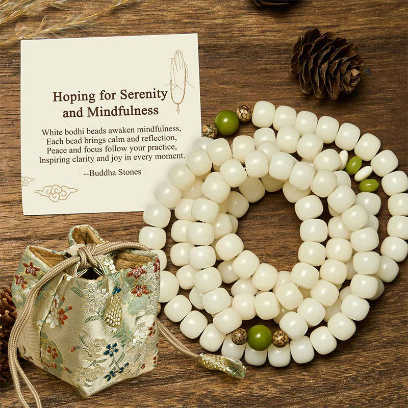 Nimara Ritual "Hoping for Serenity and Mindfulness" Bodhi Lotus Mala Includes Gift Message Card