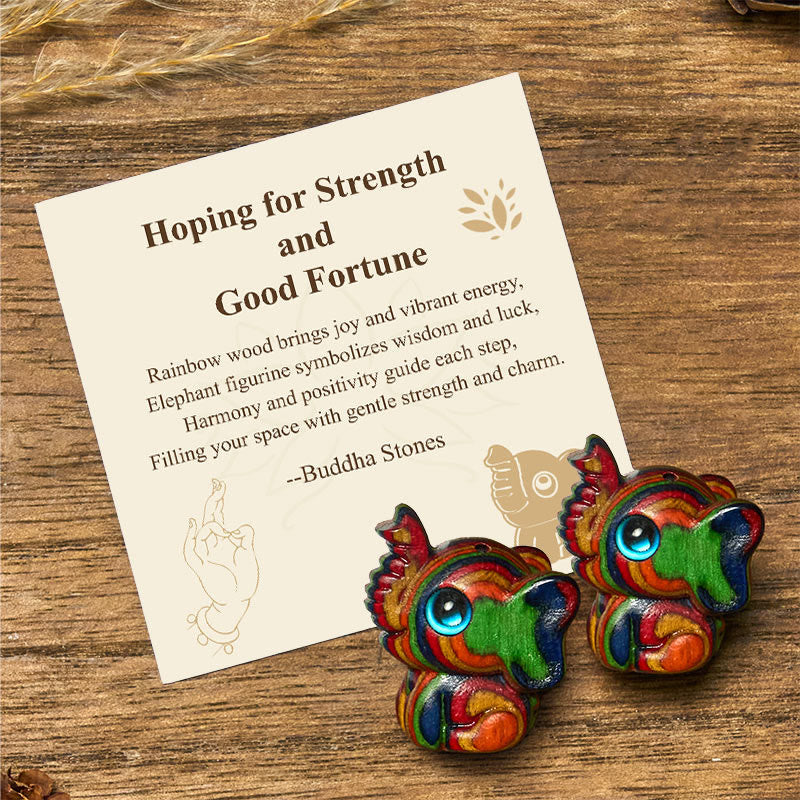 Nimara Ritual "Hoping for Strength and Good Fortune" 2Pcs Mini Elephant Includes Gift Message Card