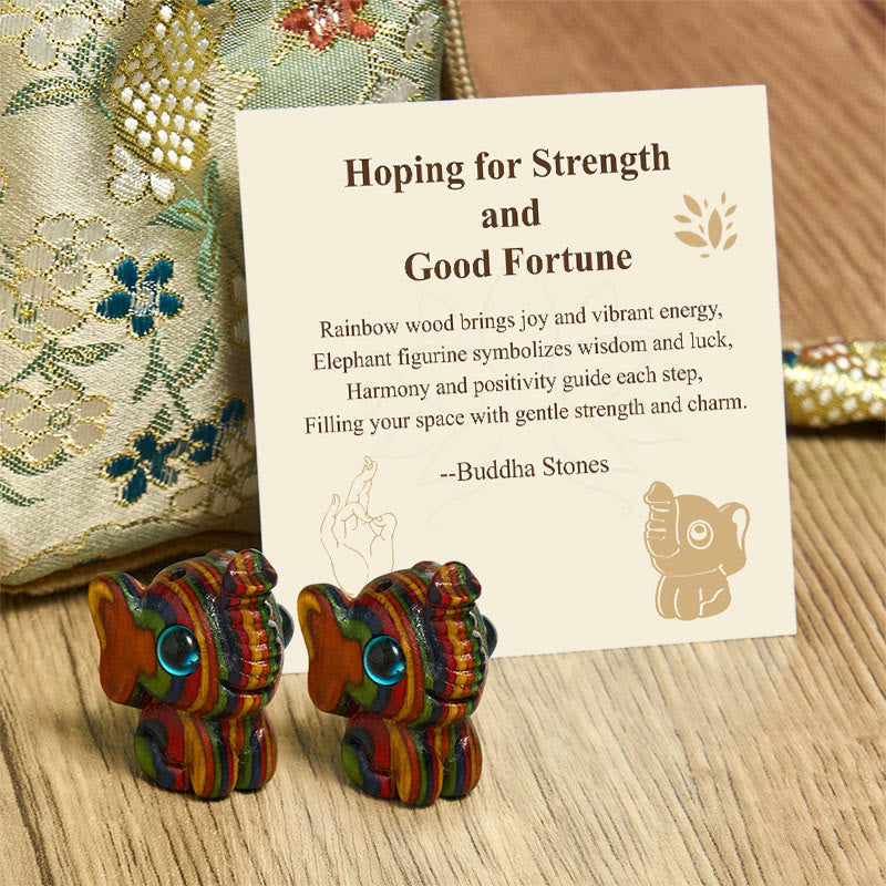 Nimara Ritual "Hoping for Strength and Good Fortune" 2Pcs Mini Elephant Includes Gift Message Card