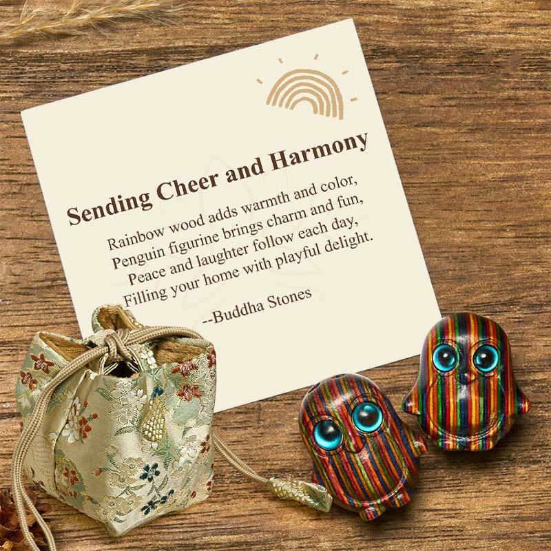 Nimara Ritual "Sending Cheer and Harmony" 2Pcs Mini Penguin Decoration Includes Gift Message Card
