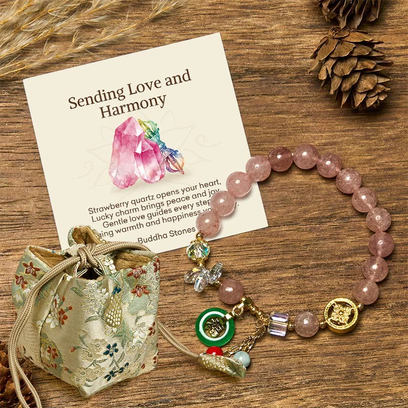 Nimara Ritual "Sending Love and Harmony"Strawberry Quartz Bracelet Includes Gift Message Card