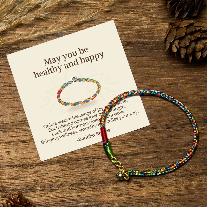 Nimara Ritual "May you be healthy and happy" Lucky Multicolored Bracelet Includes Gift Message Card