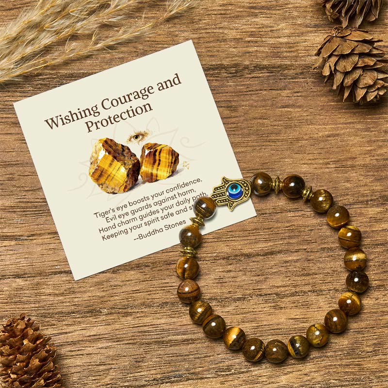 Nimara Ritual "Wishing Courage and Protection" Tiger Eye Bracelet Includes Gift Message Card