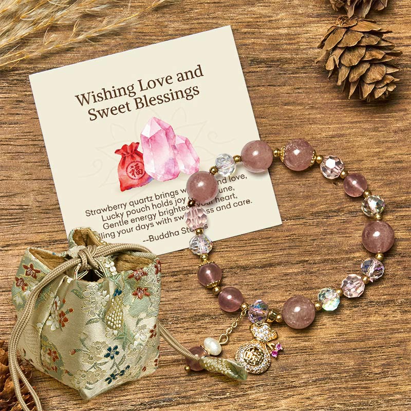 Nimara Ritual "Wishing Love and Sweet Blessings"Strawberry Quartz Bracelet Includes Gift Message Card