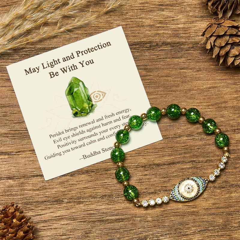 Nimara Ritual "May Light and Protection Be With You" Peridot Bracelet Includes Gift Message Card